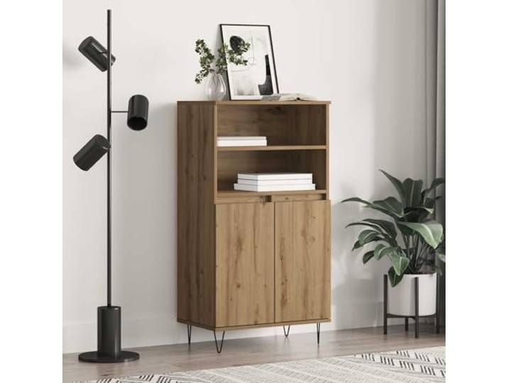 RJPLMFV Oberer Schrank, Braun, 60 x 36 x 110 cm, Holz Versteckte Aufbewahrung, bündige Türen, modernes Design, einfache Pflege, ideal für Wohnzimmer