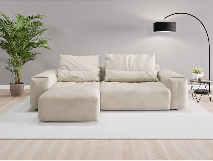 Ecksofa Denver Nr. 1 links - Beige/Braun (Beige) - Vintage Velours