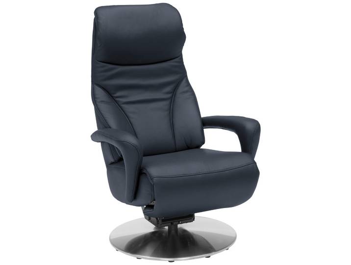 Dieter Knoll Relaxsessel Lenno, Dunkelblau, Metall, Echtleder, Longlife-Leder, Semi-Anilinleder, 75x117x88 cm, Fußauswahl, Lederauswahl, Stoffauswahl, erweiterbar (Typenauswahl), Herz-Waage-Funktion, Wohnzimmer, Sessel, Relaxsessel