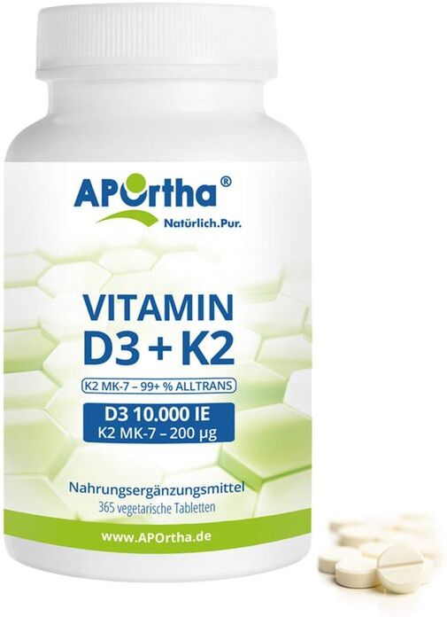APOrtha Deutschland GmbH VITAMIN D3 10.000 I.E.+Natto K2 200 µg Tabletten 365 St. (80,3 g)