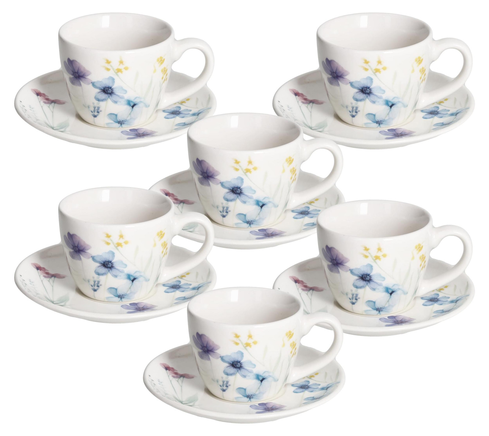 Dripio Set van 6 Botchinees Koffiekopjes met Schotels, Meerkleurig