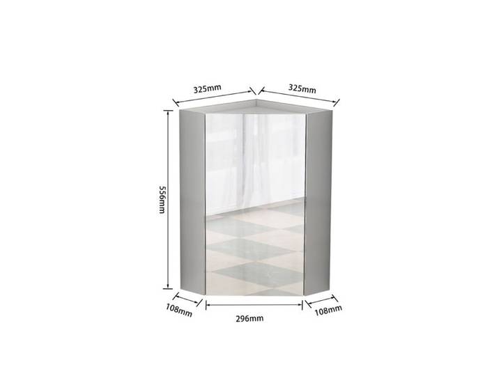 Armoire de salle de bain d'angle murale - ZEVKOR - 32 5×32 5×55 6 cm - 3 miroirs - MDF blanc - Charnières amorties