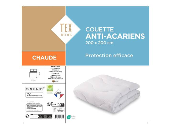 Couette Chaude Anti-acariens 200x200cm Proneem TEX HOME