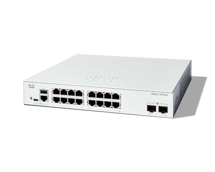 Cisco Catalyst 1300-16T-2G Switch 16x 1GbE + 2x 1GbE SFP L3 managed C1300-16T-2G