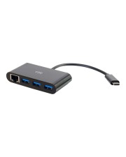 Cables To Go C2G USB-C Ethernet and 3-Port USB Hub Black Digital/Daten Netzwerk (CG29747)