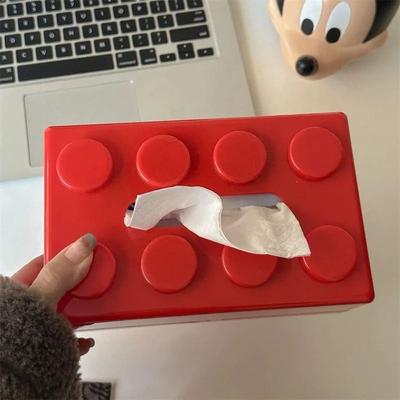 Uplifted Finds Building Block Creative Tissue Box   High Aesthetic Decorative Napkin Holder & Household Storage Case red