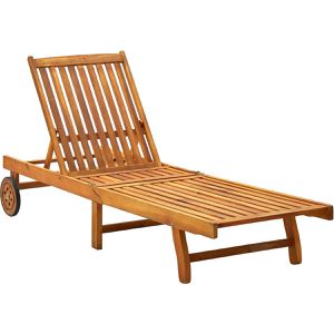 vidaXL Sonnenliege 311871, aus Holz, braun, mit Rollen, 199 x 63 cm, belastbar bis 110 kg