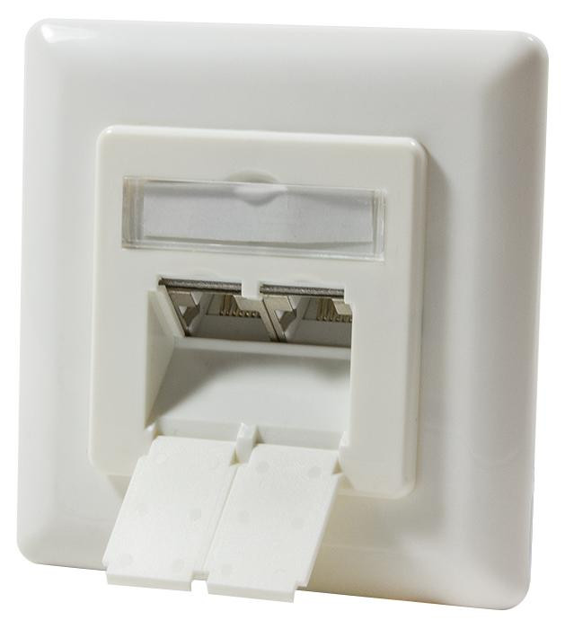 LogiLink CAT 6A inbouwdoos met 2 x RJ45 STP, horizontaal, zuiverwit