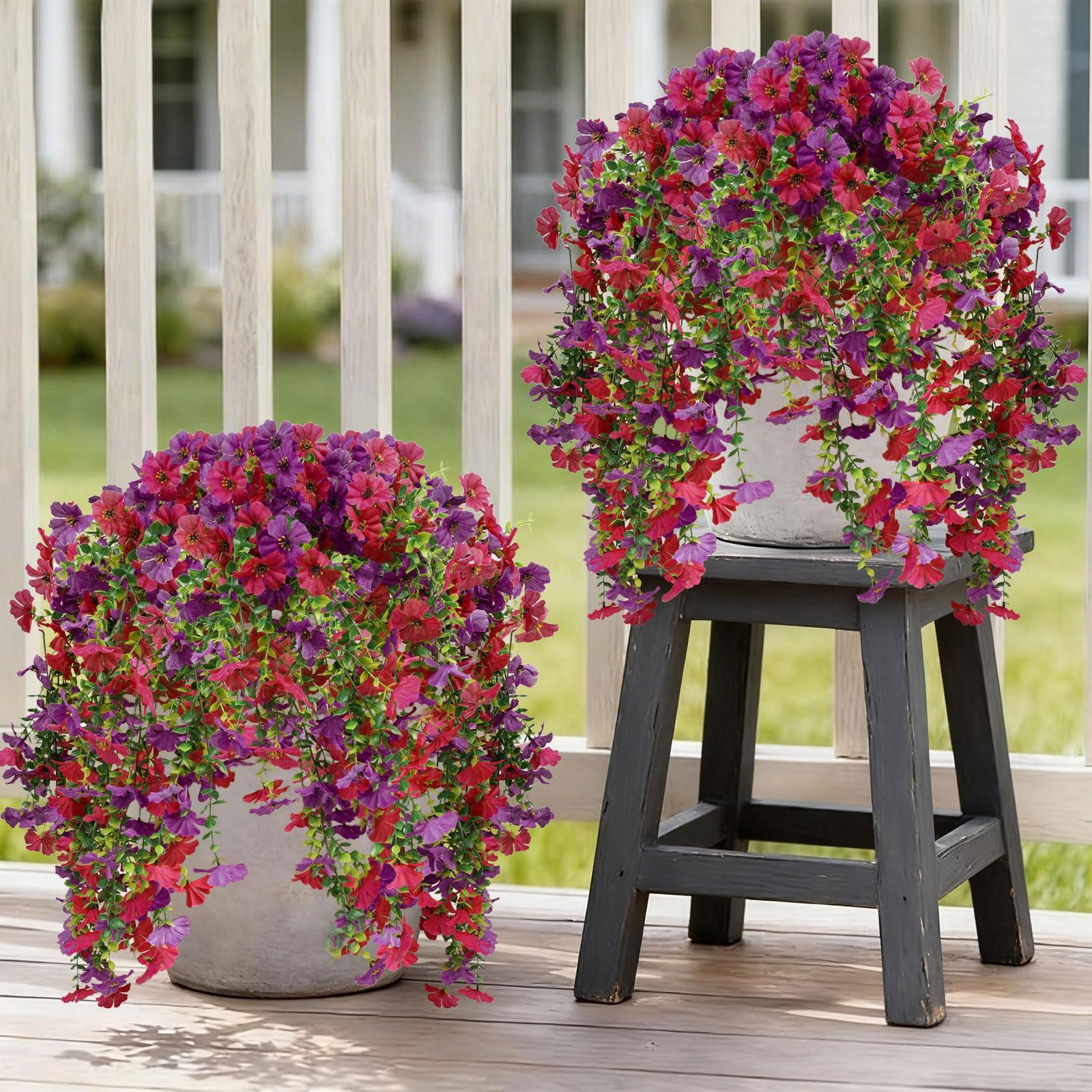Set van 4 UV-bestendige hangende kunstbloemen voor buiten