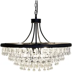 Chic Antique Versailles Kronleuchter mit tropfenformigen Glasprismen, H59, Ø90 cm, ben. 12 Leuchtmittel