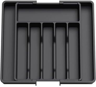 Inspire Essentials FlexiDrawer Expandable Cutlery Organizer Tray Adjustable Utensil Holder gray