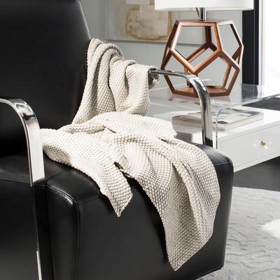 SAFAVIEH Tickled 50 x 60 Inch Knit Cotton Throw, Grey and Silver