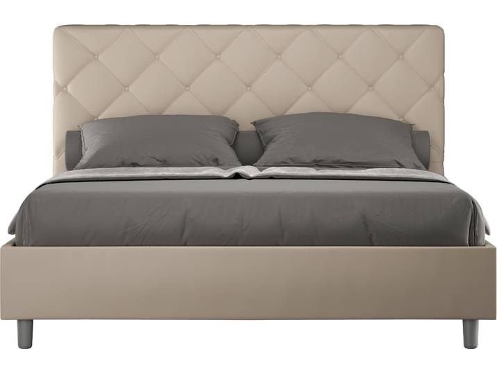 ITYHOME - Lit avec sommier rembourré 160x210 similicuir taupe Priya