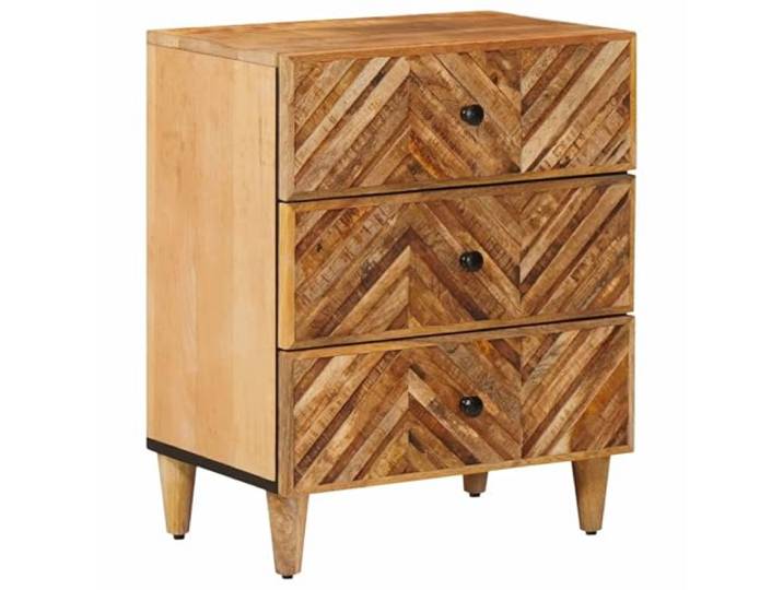 fsahslih Nachttisch Braun 50x33x60cm Massivholz Mango mit Schublade Kompakter Beistelltisch aus Mangoholz mit Messingknopf und Schublade für Ihr Schlafzimmer oder kleines Apartment.