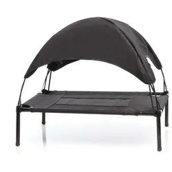 Wiltec Hundebett mit Dach Schwarz 76x60x16cm bis 25kg Outdoor Hundeliege Sonnendach (Hund), Hundebett + Katzenbett