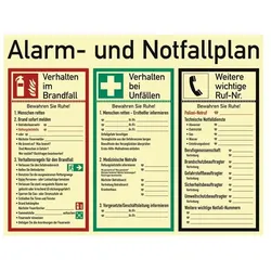 HP Autozubehör, Sicherheitskennzeichnung, Alarm-/Notfallplan ASR A1.3/DIN EN ISO 7010/DIN 67510 L620xB480 mm Kunststoff