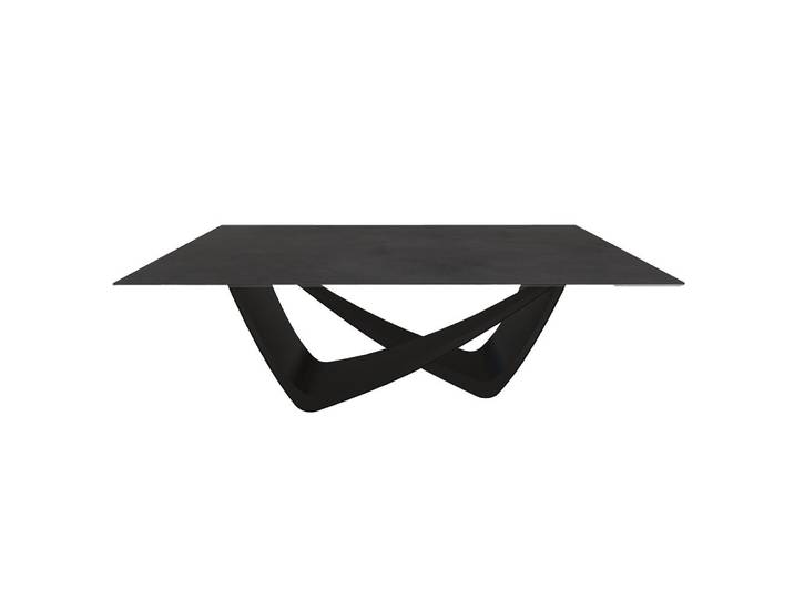 BONTEMPI table fixe rectangulaire avec structure noire matte BACH 53.80 200x100 cm (SuperCeramique Anthracite - Structure en acier laqué [...]