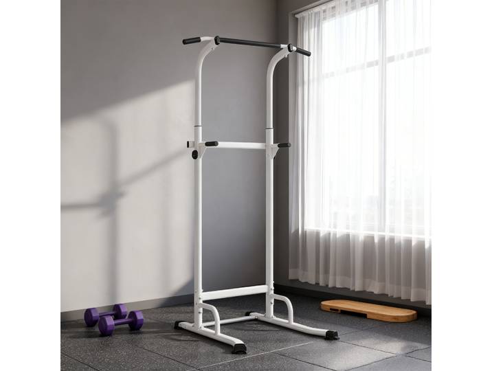SPORTNOW Station Fitness Dips & Tractions Réglable Blanc 120kg