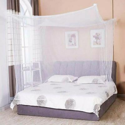 The Handy Homestead Mosquito Net Bed Canopy Four Corner Summer Bed Net For Peaceful Sleep white