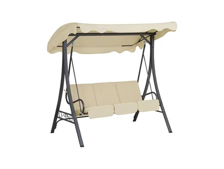 Romantische Hollywoodschaukel für 3 Personen Polyester/Metall beige Garbo