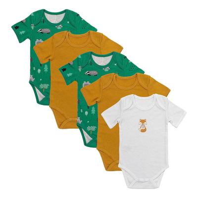 Kurzarmbody SCHLUMMERSACK "Body", Jungen, Gr. 62, N-Gr, grün (waldtiere), Obermaterial: 100% Baumwolle CO(Bio)., Bodys