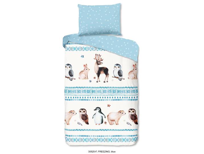 Good Morning Kinderdekbedovertrek winter dieren - Blauw - (140x200 cm) - Katoen Flanel