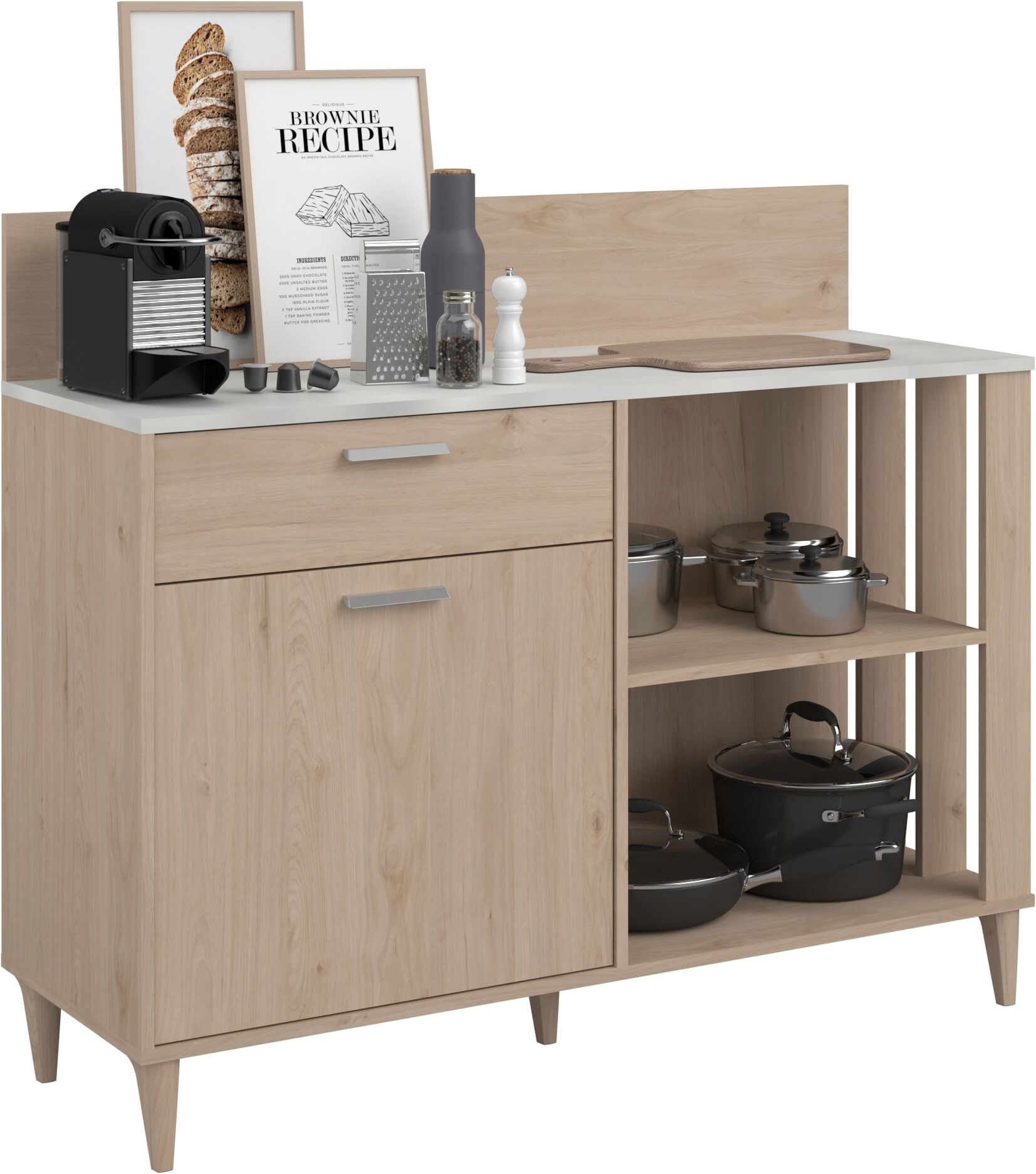 Mehrzweckschrank PARISOT "Gala 12", braun (153, jackson eiche nachbildung), B:120cm H:100cm T:41cm, Holzwerkstoff, Schränke, Mehrzweckschrank 153, jackson eiche nachbildung 153 - Jackson Eiche Nachbildung, B/H/T: 120cm x 100cm x 41cm, Schubladen: 1 Stk. T