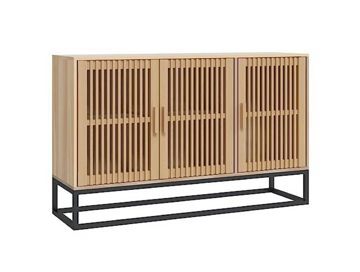 KGFHERENB Sideboard 105x30x65 cm Kommode Anrichte Holzwerkstoff Kompakter Beistellschrank für Wohnzimmer und Flur, bietet strukturierten Platz hinter Holztüren und robuste Eisenbeine.