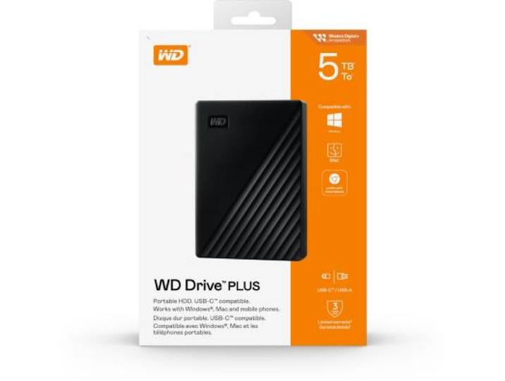Western Digital - Disque Dur Externe Drive Plus 5tb
