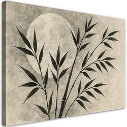 LEINWANDBILD Bambus Minimalismus Monochromatisch Mond 100x70cm