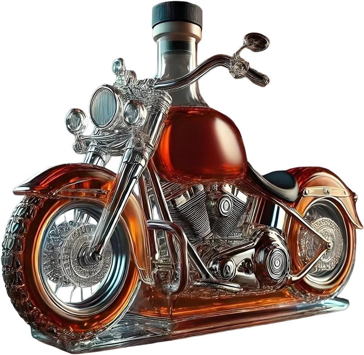 Handgemaakte Motorfiets Whisky Karaf en Wijn Beluchter - 1000 ml - Transparant