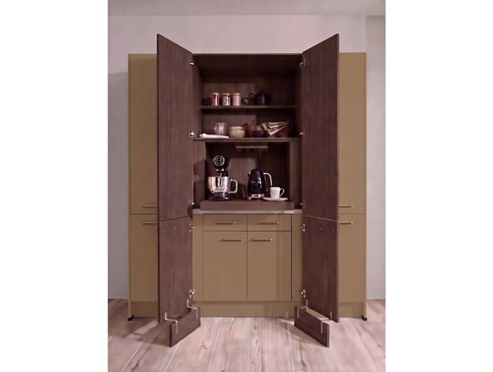 Impuls Schrankküche IP 2200, Weiß, Eiche dunkel, Goldbraun, 2 Schublade(n) Schubladen, einzeln stellbar, nur wie online abgebildet bestellbar, 163.2 cm, vormontierter Korpus, Küchen, Miniküchen