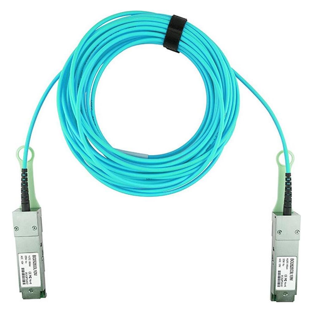 BlueOptics 10437-BO. Kabellänge: 20 m, Anschluss 1: QSFP28, Anschluss 2: QSFP28. Gewicht: 150 g, Paketgewicht: (10437-BO)