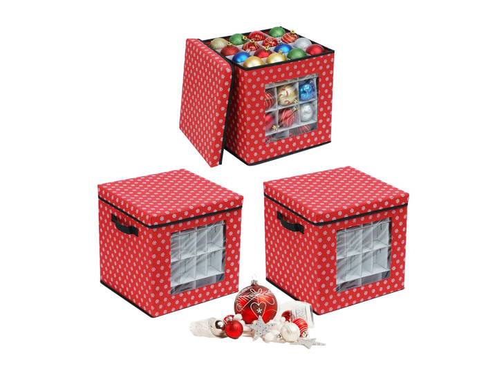 Weihnachtskugel Aufbewahrungsbox 3er-Set Weiss-Rot-Schwarz