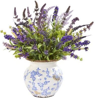 Nearly Natural Lavender Artificial Arrangement in Floral Vase