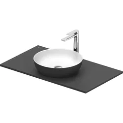 Duravit Sivida Waschtisch Set rund inklusive Konsole 880x500x123mm, 268013FI00, Farbe: Waschtisch Innen: Weiß Seidenmatt, Außen: Dunkelgrau Matt; Konsole: Dunkelgrau