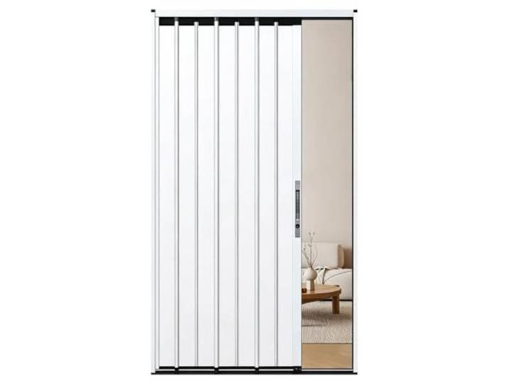 Falttür Aluminium Falttür Kleiderschrank mit Weißem Paneel & Schiene Maßgefertigte Verdunkelnde Falttür für Verschiedene Öffnungen Wohnung Schlafzimmer