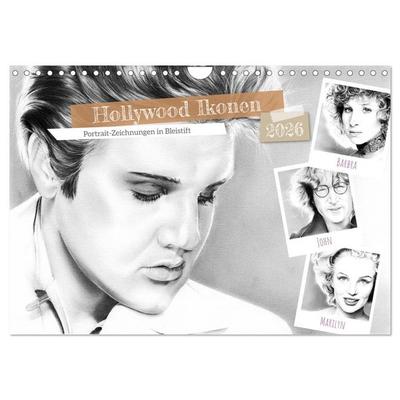 Hollywood Ikonen in Bleistift (Wandkalender 2026 DIN A4 quer), CALVENDO Monatskalender