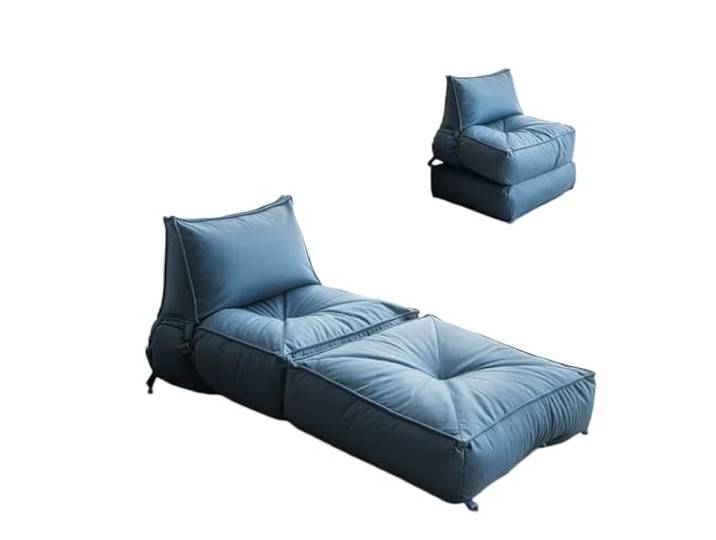 Xumh2024-3 Sitzsack Klappbarer Lazy Sofa Chair, Einzelliege mit Rückenlehne, Tatami-Bodenliege(Blue)