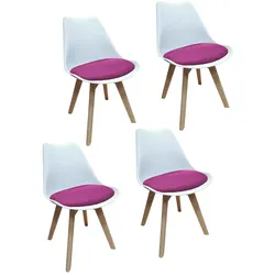 HTI-Living, Stühle, Stuhl Atlanta Weiss, Webstoff Pink