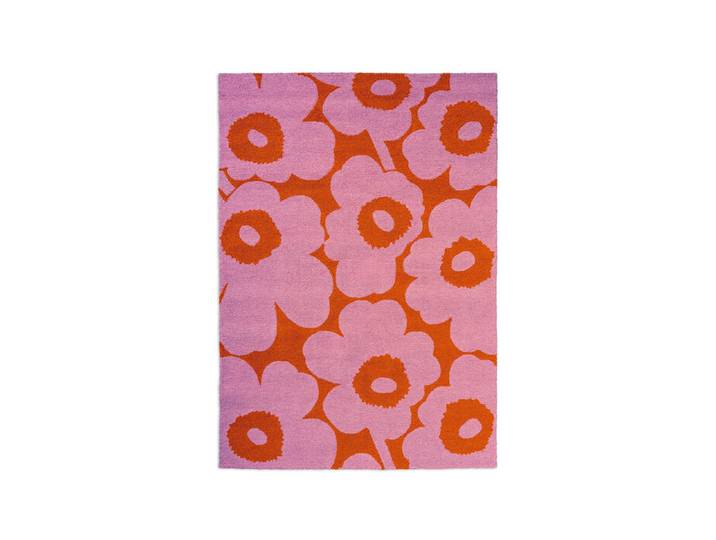 Outdoor-Teppich Marimekko Unikko Brink & Campman rose orange rosa, Designer Maija Isola, 160x1.1 cm