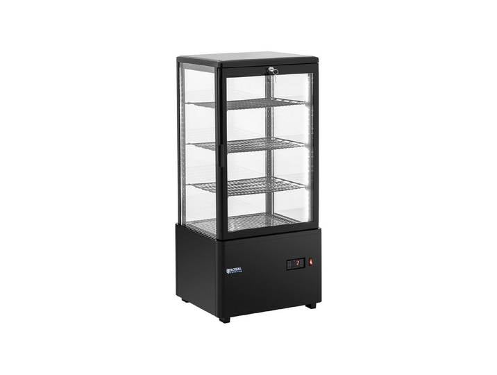 Royal Catering Kühlschrank RCCC-78-BT, 99 cm hoch, 45 cm breit, Kühlvitrine - 78L - Royal Catering - 4 Ebenen - schwarz - abschließbar
