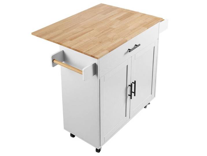 Chariot d'îlot de Cuisine - DUOKU - SR221264 - Bois Massif - Blanc - Rangement Mobile