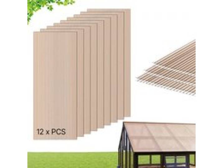 VEVOR Plaques de Toiture Polycarbonate 152x61x0,6 cm, Lot de 12, Plaques Alvéolaires Double Paroi pour Toiture de Pergola, Tonnelle, Abri de Jardin, Poulailler et Serre, Panneaux Antichoc, Brun Clair