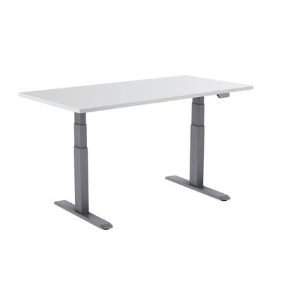 KIMEX - Motorisierter Sitz-Steh-Schreibtisch 120x75cm, Weiße Tischplatte/Graue Beine