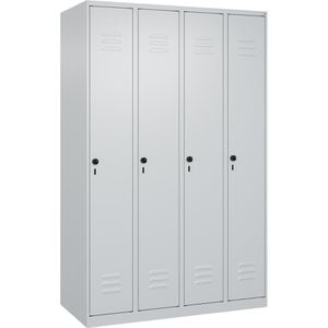 CP-Möbel Spind Classic PLUS, lichtgrau, 4 Abteile, mit Drehriegelschloss, 120 x 185 cm