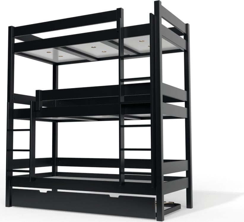 Etagenbett 4 Plätze 90X190 holz ABC - Schwarz