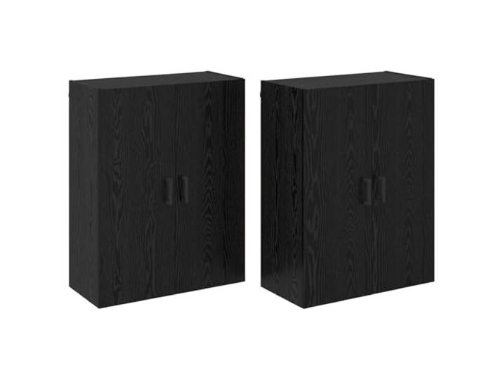 Wandschrank 2 Stück Schwarz Eichenoptik 69,5x34x90 cm Holzwerkstoff 2er Set, Wandmontage, zwei Türen, Holzwerkstoff, Eichenoptik, schwarz, modernes Design