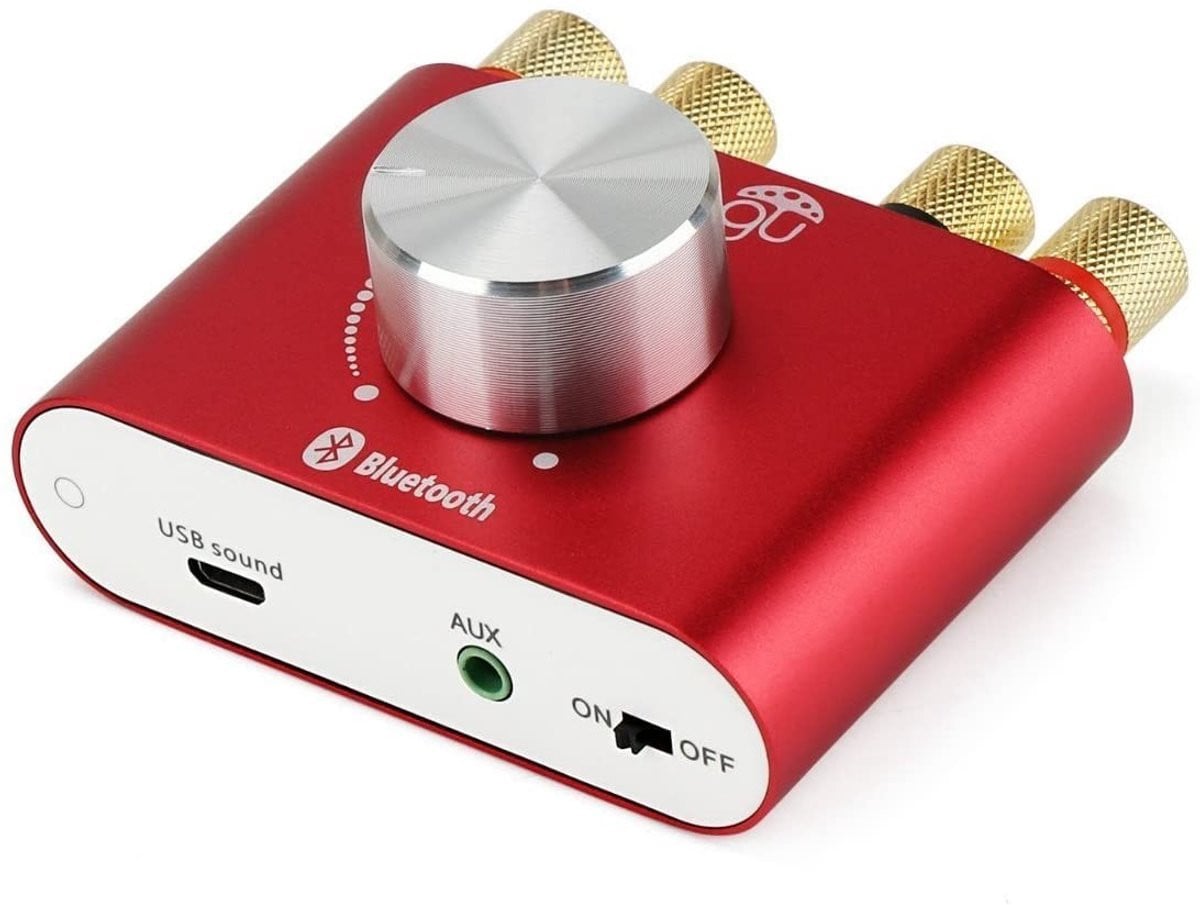 Krachtige Dual Channel Mini Stereo Audio Amplifier met Bluetooth 30W x 2 - Rood