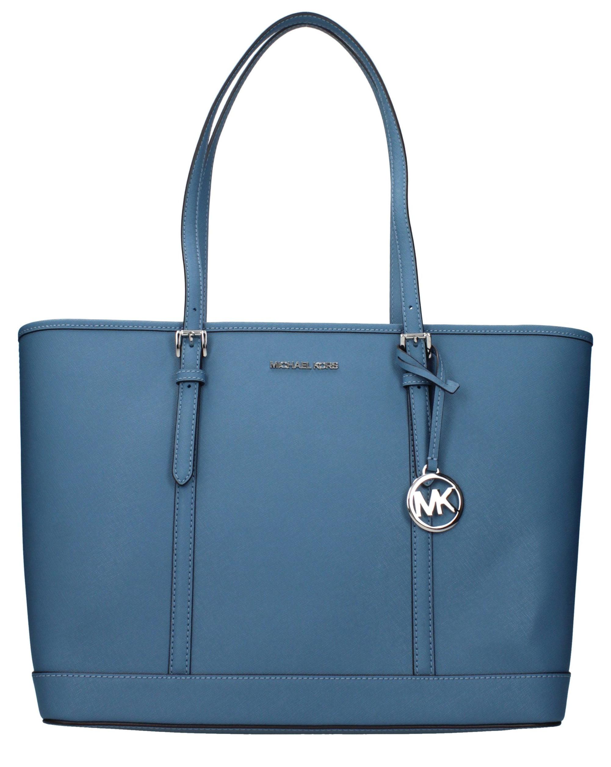 Michael Kors Jet Set Travel Large Cabas blau Saffiano silber